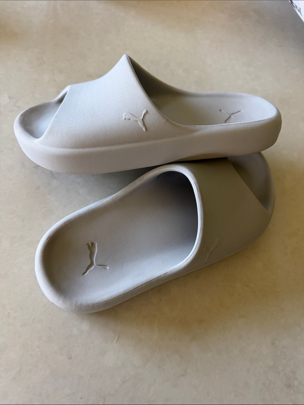 Puma Minimalist Slip-On Slides in Light Gray